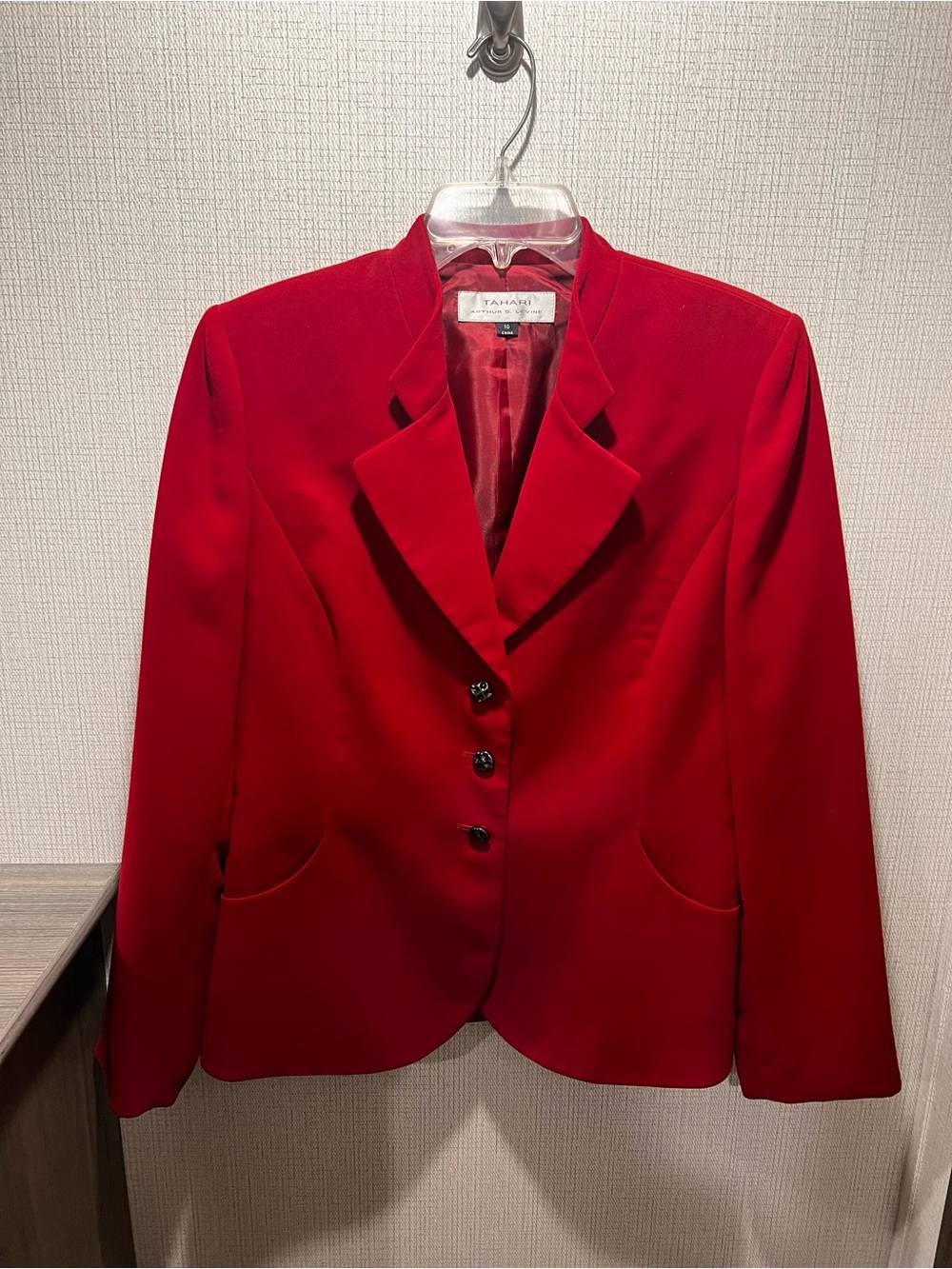 Tahari Arthur S Levine Red Blazer Jacket Size 10 Career Office Structured